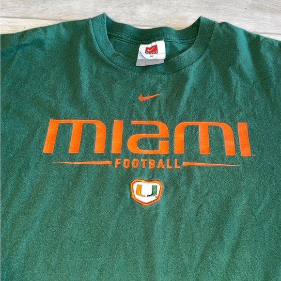Vintage Miami Hurricanes Football Center Embroidered Swoosh Check Shirt Medium M - Picture 2 of 9